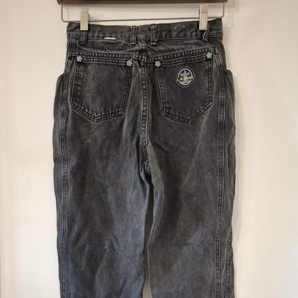 VTG L.A. Gear High Waisted Black Tapered Peg Top Zip Ankle Mom Jean Retro 80 90s - Picture 3 of 14
